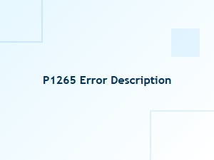 P1265 Error Explanation and Description