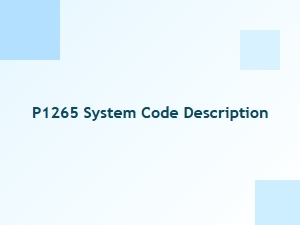 P1265 System Code Description Technical Details